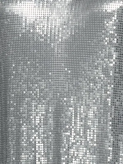 Rabanne Metallic Sleeveless Top With Spaghetti Straps And Chainmail In Silver