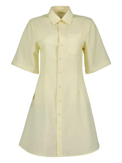 Ami Alexandre Mattiussi Ami Paris Pastel Yellow Wool Shirt Dress
