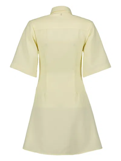 Ami Alexandre Mattiussi Ami Paris Pastel Yellow Wool Shirt Dress