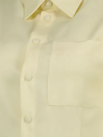 Ami Alexandre Mattiussi Ami Paris Pastel Yellow Wool Shirt Dress