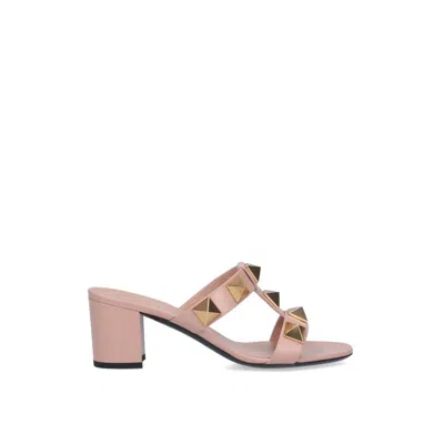 Valentino Garavani Beige Calfskin Platform Sandals In Pink