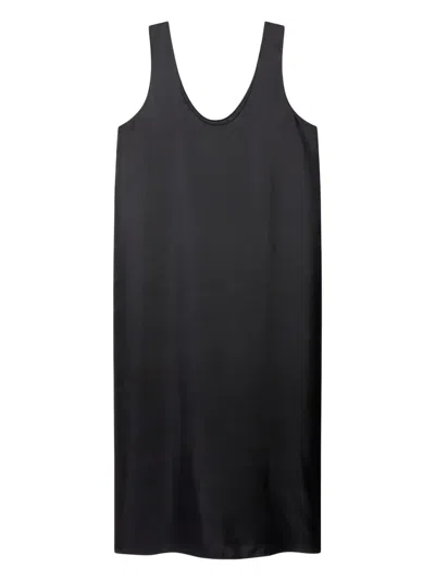 Another Tomorrow Silk Tank Dress In Schwarz
