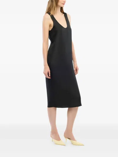 Another Tomorrow Silk Tank Dress In Schwarz