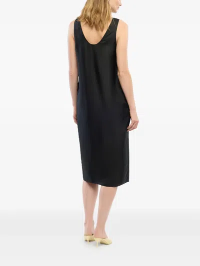 Another Tomorrow Silk Tank Dress In Schwarz