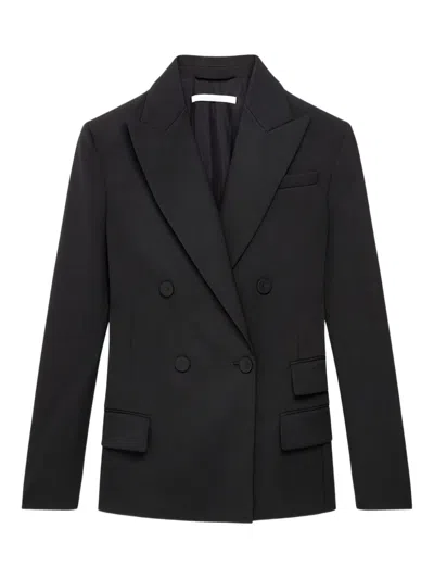 Another Tomorrow Double-breasted Wool Jacket In Schwarz