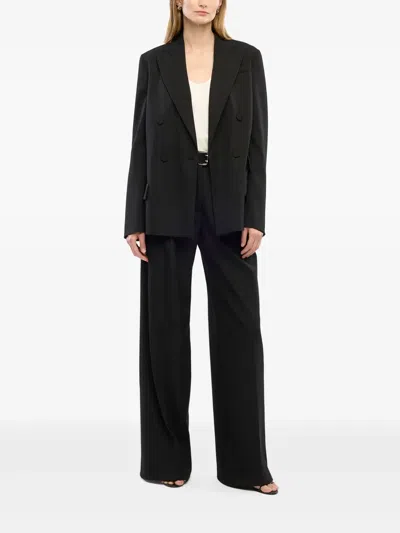 Another Tomorrow Double-breasted Wool Jacket In Schwarz