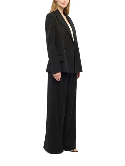 Another Tomorrow Double-breasted Wool Jacket In Schwarz