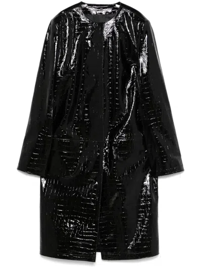 Totême Croc Embossed Leather Coat In Black