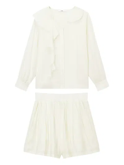 B+ab Ruffle-detail Blouse And Shorts Set In 中性色