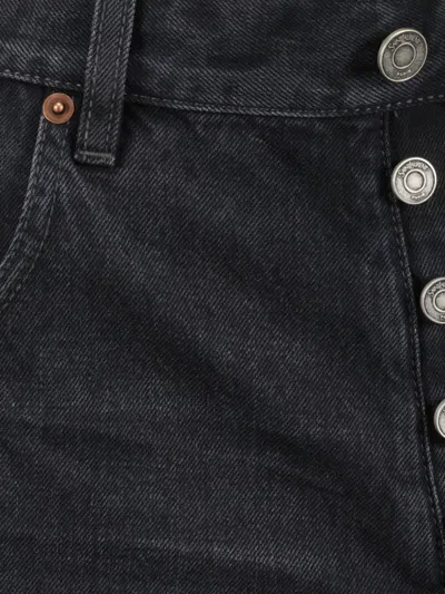 Saint Laurent Faded Denim Bermuda Shorts In Schwarz