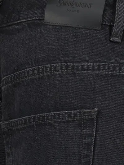 Saint Laurent Faded Denim Bermuda Shorts In Schwarz