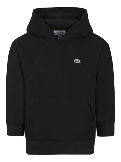 Lacoste Cotton Hoodie In Schwarz