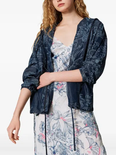 Twinset Printed Jacket In Blau