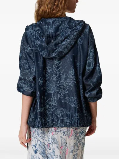 Twinset Printed Jacket In Blau