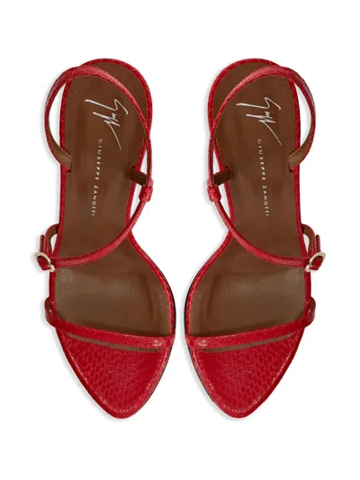 Giuseppe Zanotti Snakeskin Ankle Strap Stiletto Sandals In Rossetto