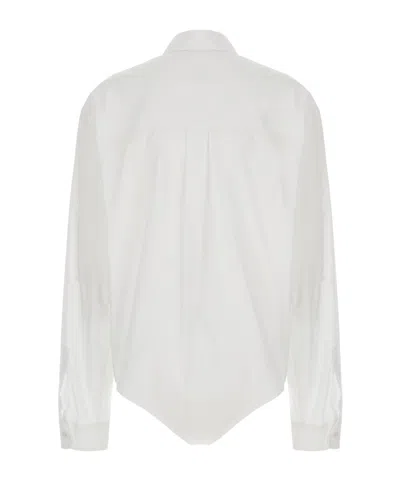 Coperni White Bodysuit With Classic Collar And Logo Patch On The Front In White