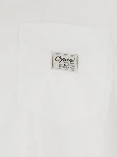 Coperni White Bodysuit With Classic Collar And Logo Patch On The Front In White