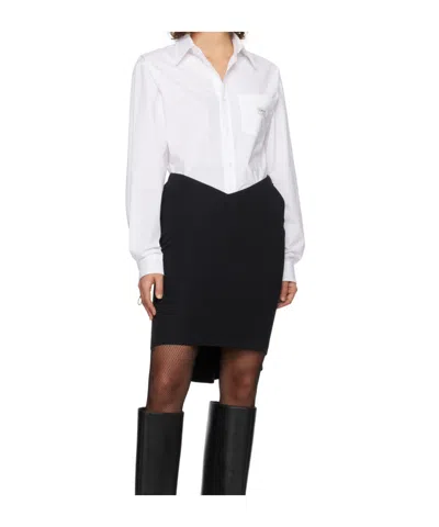 Coperni White Bodysuit With Classic Collar And Logo Patch On The Front In White