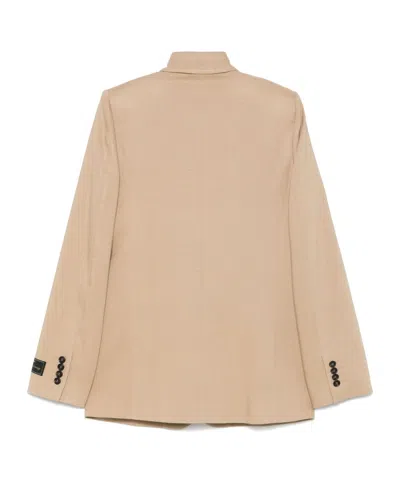 Msgm Single-breasted Blazer In Sand Beige