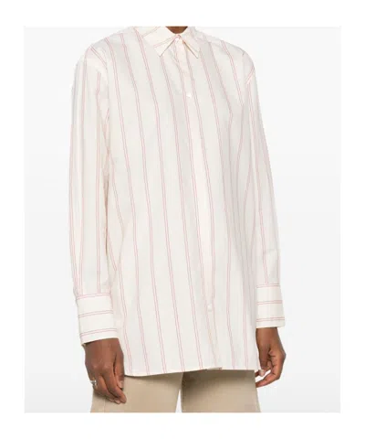 Totême Toteme Striped Cotton Shirt In Beige