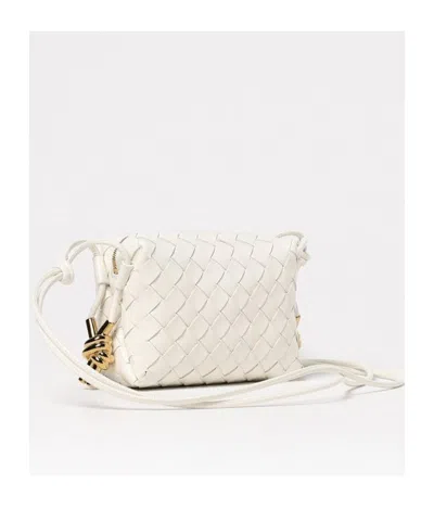 Bottega Veneta Womens White Candy Loop Micro Intrecciato Leather Cross-body Bag