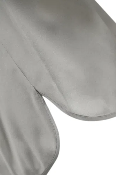 Max Mara Cortona Blouse In Silk Satin In Gray