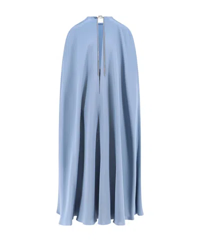 Max Mara Managua Silk Long Dress With Silk Cape And Metal Detail In Multi