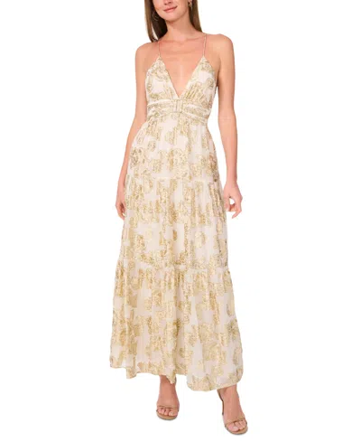 Parker Women's The Liora Metallic Print Sleeveless Maxi Dress In Soft Cream