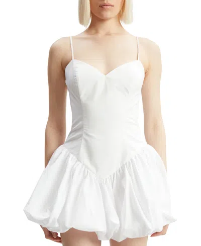 Bardot Oria Bubble Hem Satin Minidress In White