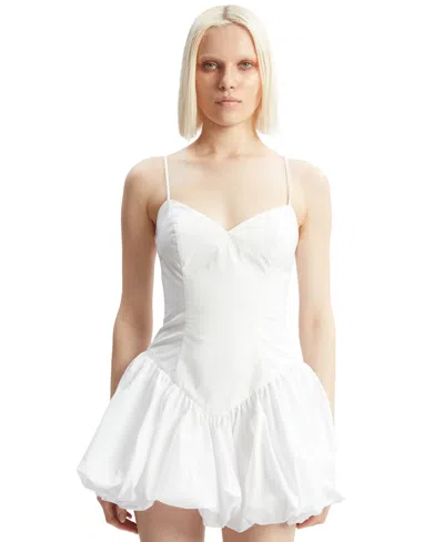 Bardot Oria Bubble Hem Satin Minidress In White