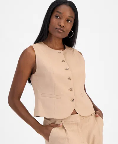 Bar Iii Womens Button Front Vest Cuffed Pleat Front Shorts Exclusively At Macys In Barley Field