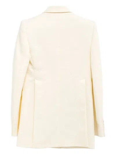 Chloé Double-breasted Wool-blend Longline Blazer In Neutrals
