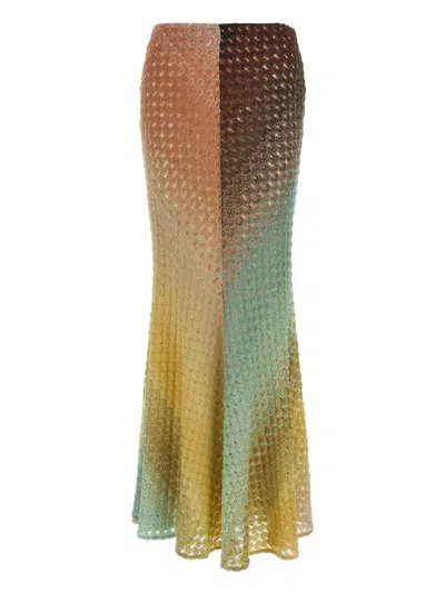 Missoni High Waist Long Lace Skirt In Multicolor
