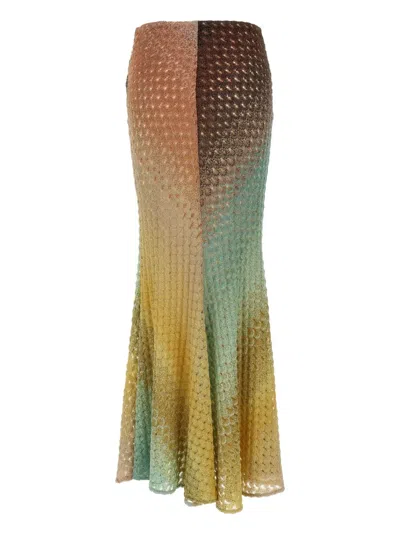 Missoni High Waist Long Lace Skirt In Multicolor