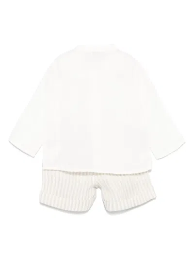 Il Gufo Linen Shorts Set In White