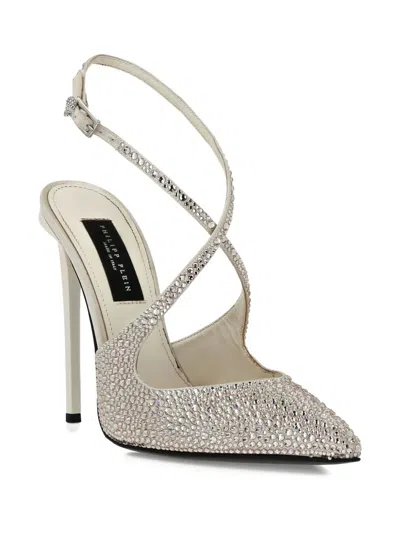 Philipp Plein 120mm Rhinestone-embellished Pumps In Neutrals