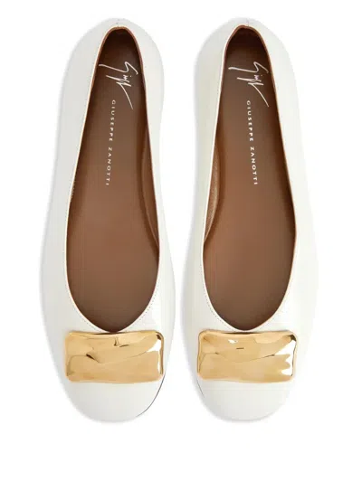 Giuseppe Zanotti Georgia Stone Ballet Flats In White