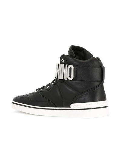 Shop Moschino Logo Plaque Hi-top Sneakers