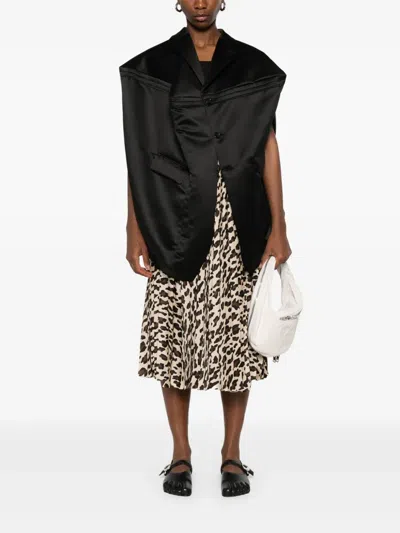 Sacai Asymmetrical Leopard Print Skirt With Adjustable Belt In Neutrals