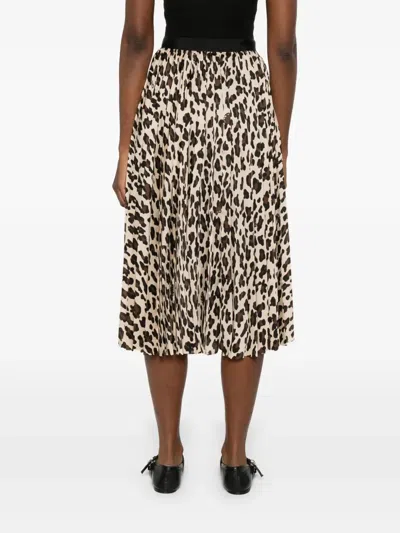 Sacai Asymmetrical Leopard Print Skirt With Adjustable Belt In Neutrals