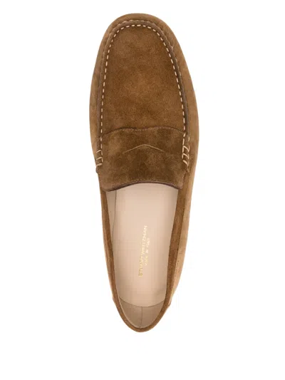 Stuart Weitzman Men's Brady Suede Penny Loafers In Brown
