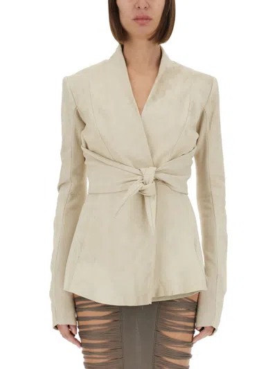 Rick Owens Structured Leather Jacket In Ivory