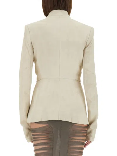 Rick Owens Structured Leather Jacket In Ivory