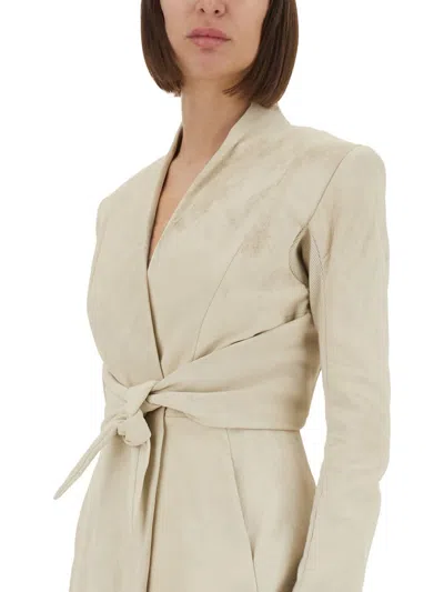 Rick Owens Structured Leather Jacket In Ivory