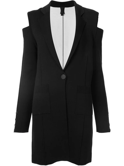 Vera Wang Cold Shoulder Knit Coat In Black
