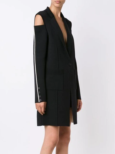 Shop Vera Wang Cold Shoulder Knit Coat In Black