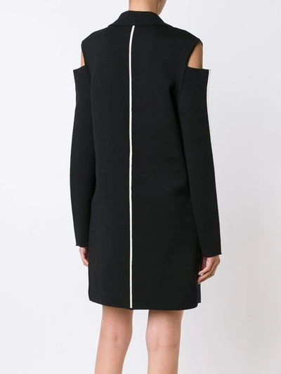 Shop Vera Wang Cold Shoulder Knit Coat In Black