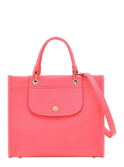 Longchamp Small Cabas Pink Handbag With Embossed Logo On The Front And Adjustable And Removable Shou In Pink