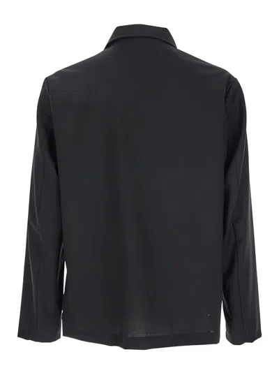Low Brand Black Jacket With Classic Collar And Patch Pockets On The Front In Black