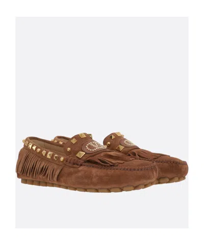 Valentino Driver Loafers In Brown